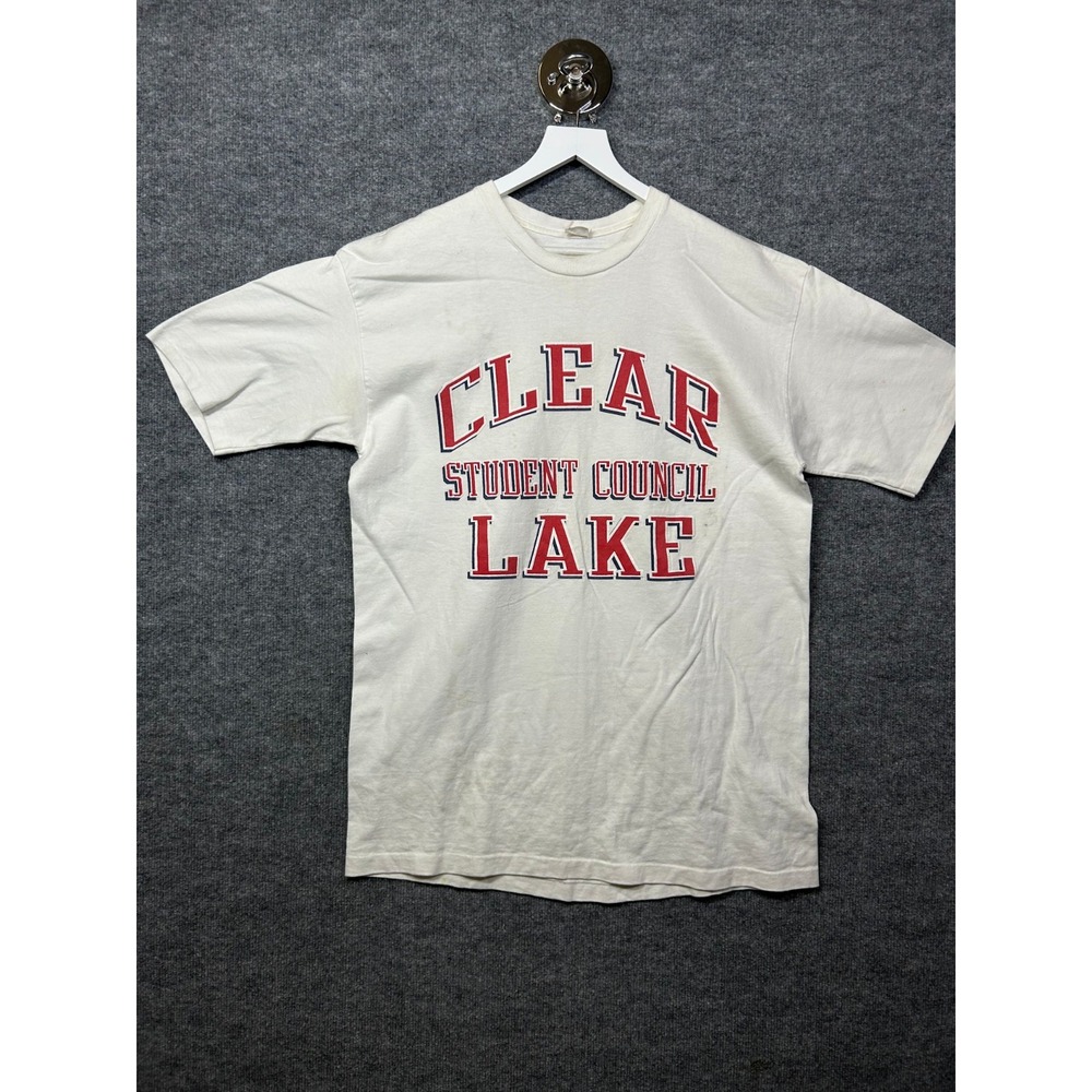 College House Clear Lake Student Council T-Shirt Mens White Graphic Classic - XL